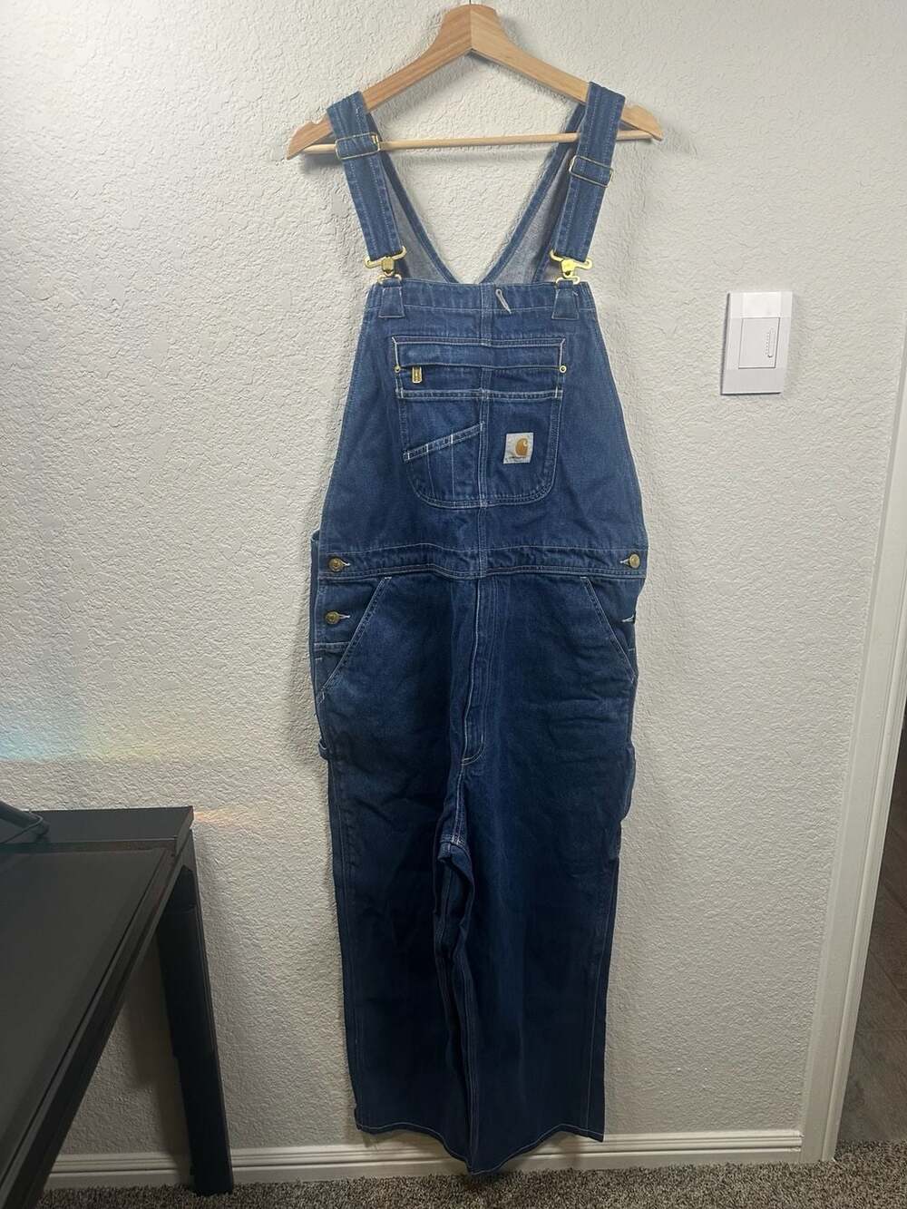 Carhartt Loose Fit Denim Overalls Size 36x32 Blue